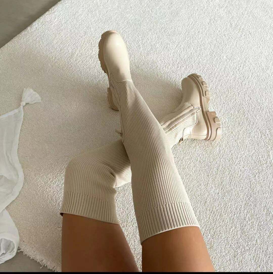 Bota Firenze de mulher acima do joelho em malha e camurça MotionCare — vista 8