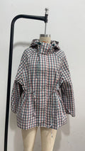 Trench curto xadrez Seul com capuz para mulher MotionCare — vista 3
