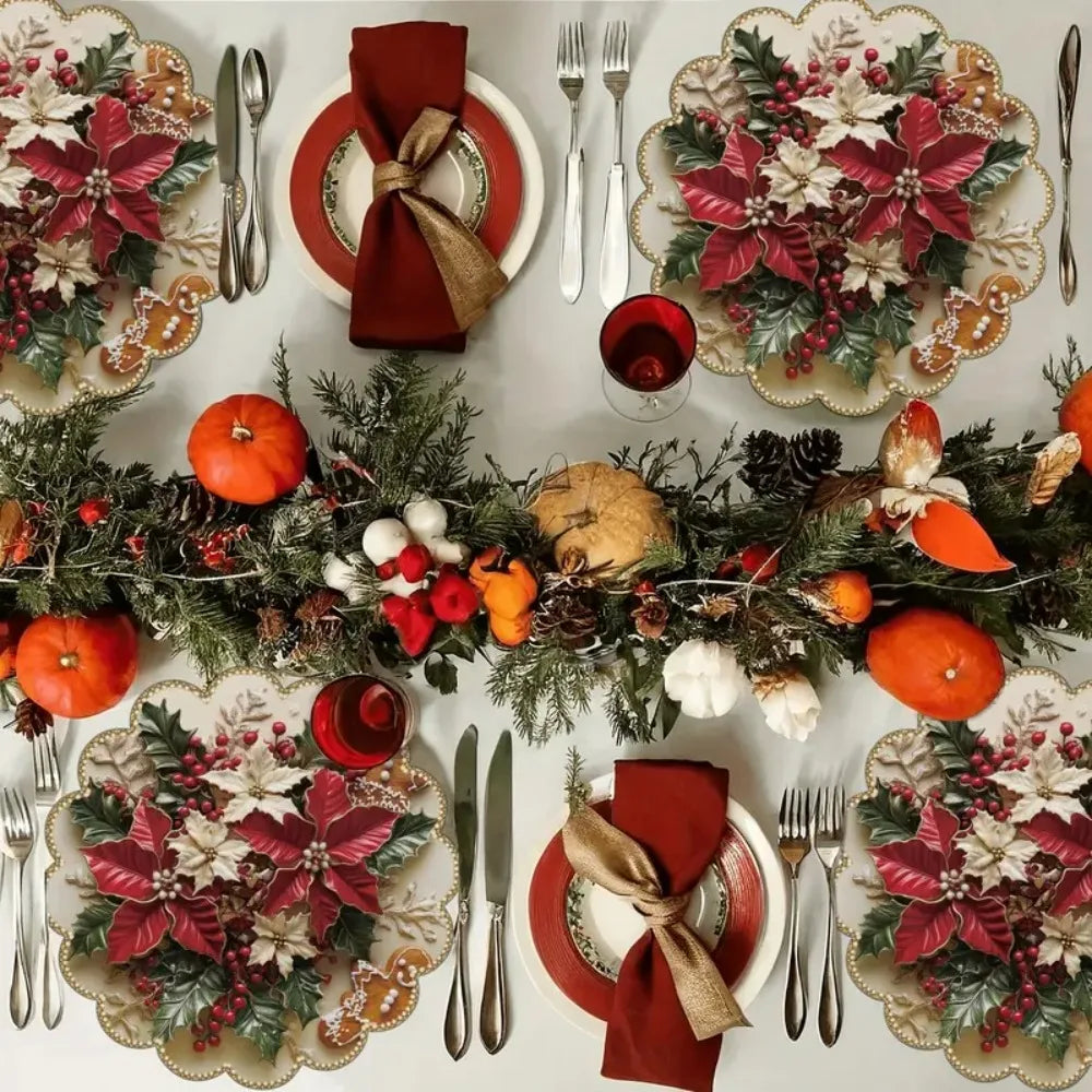 Conjunto de 4 bases de mesa de Natal redondas MotionCare — vista 3