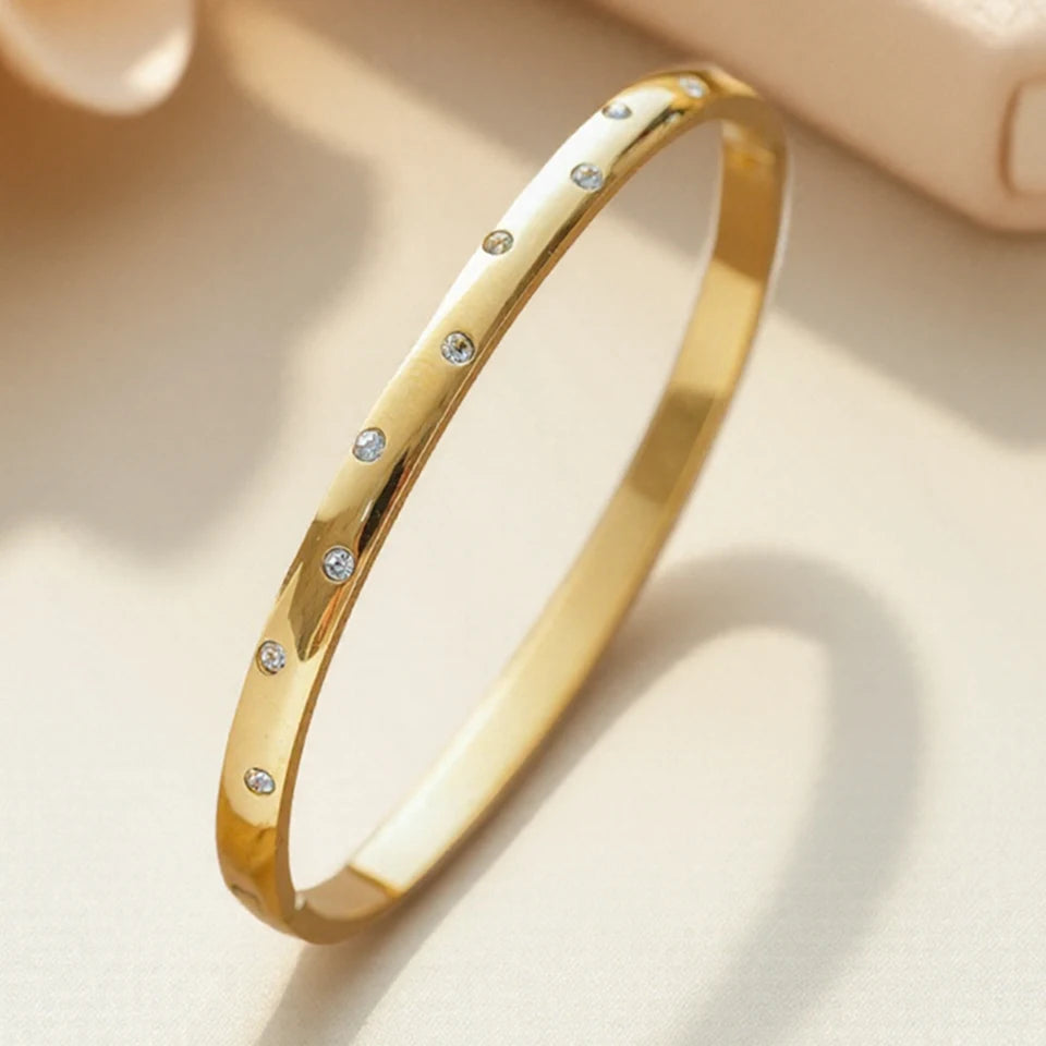 Pulseira rígida Lumière de mulher em aço inoxidável com zircónias MotionCare — vista 3
