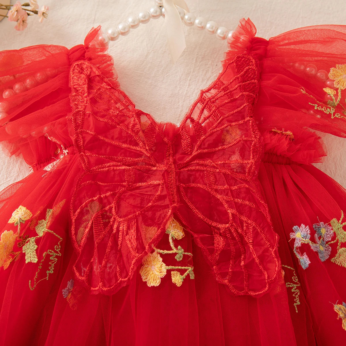 Vestido de bebé Sevilha em chiffon bordado MotionCare — vista 3