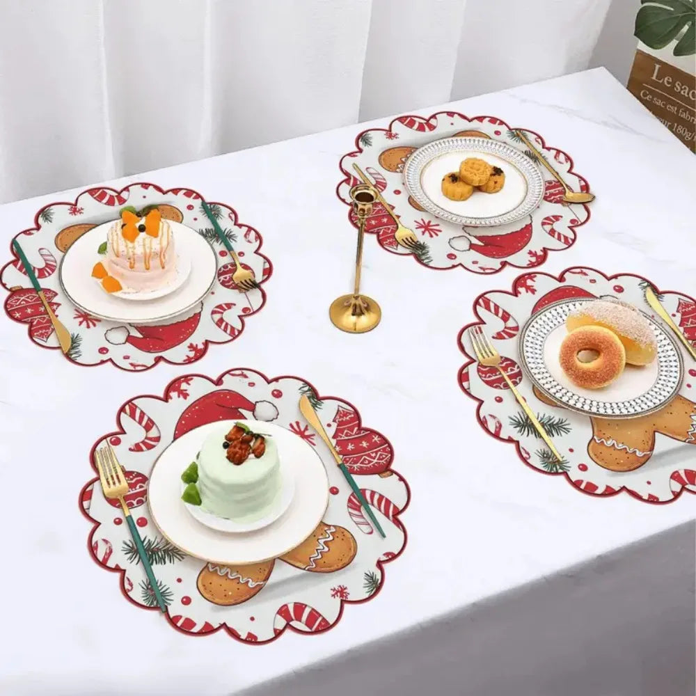 Conjunto de 4 bases de mesa de Natal redondas MotionCare — vista 2