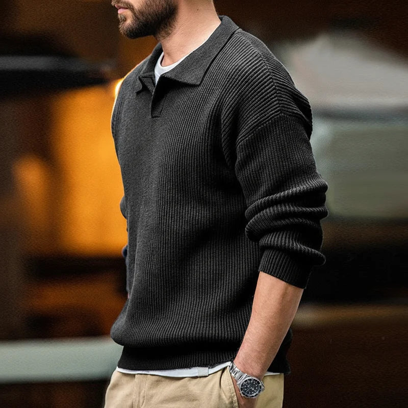 Camisola Polo Oporto de homem em malha canelada de algodão MotionCare — vista 3