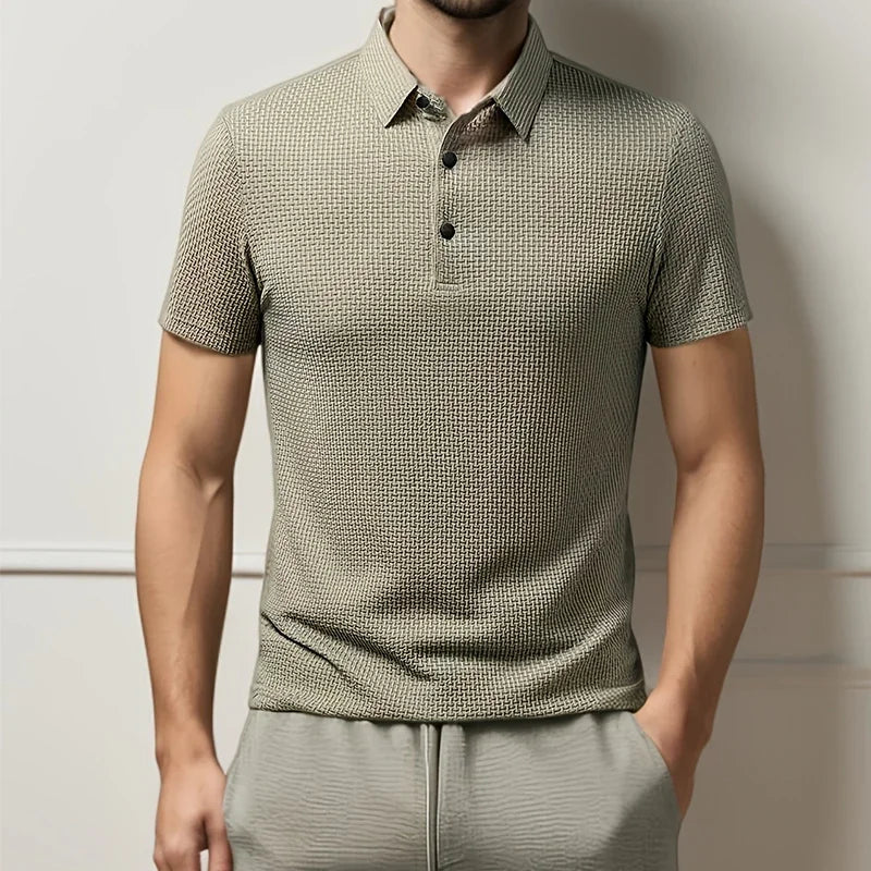 Polo Arrábida de homem em malha texturada MotionCare — vista 2