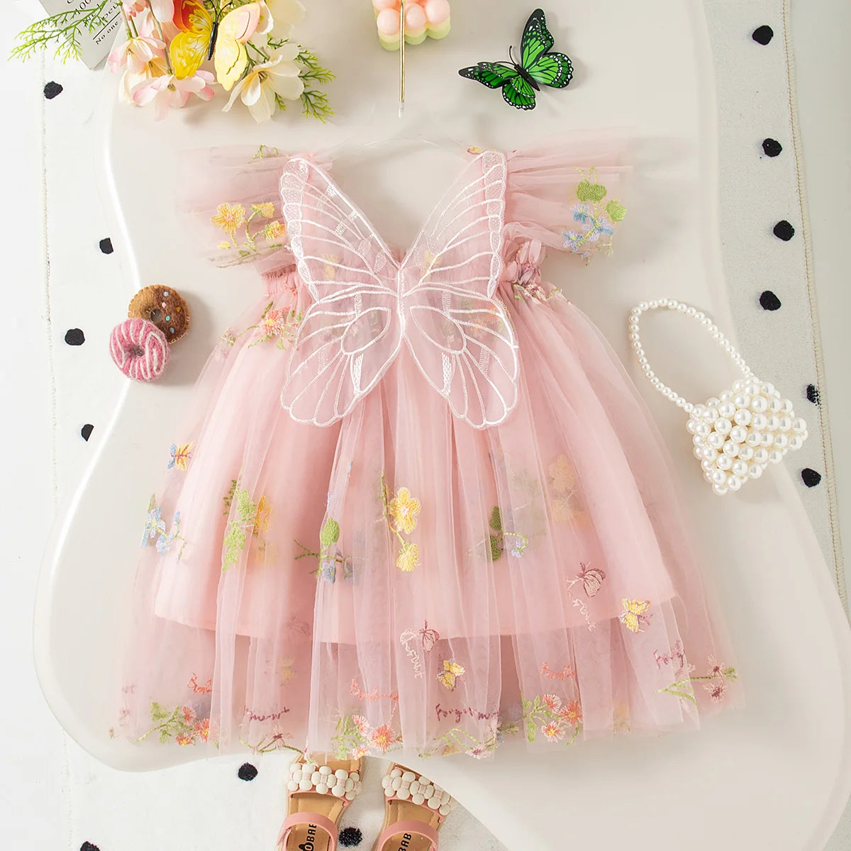 Vestido de bebé Sevilha em chiffon bordado MotionCare — vista 4