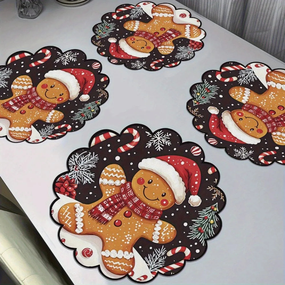 Conjunto de 4 bases de mesa de Natal redondas MotionCare