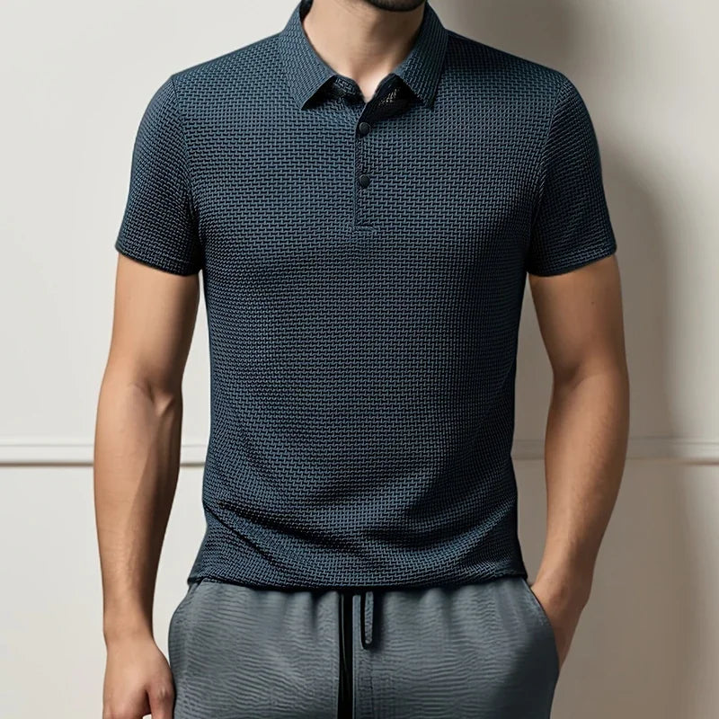 Polo Arrábida de homem em malha texturada MotionCare — vista 3