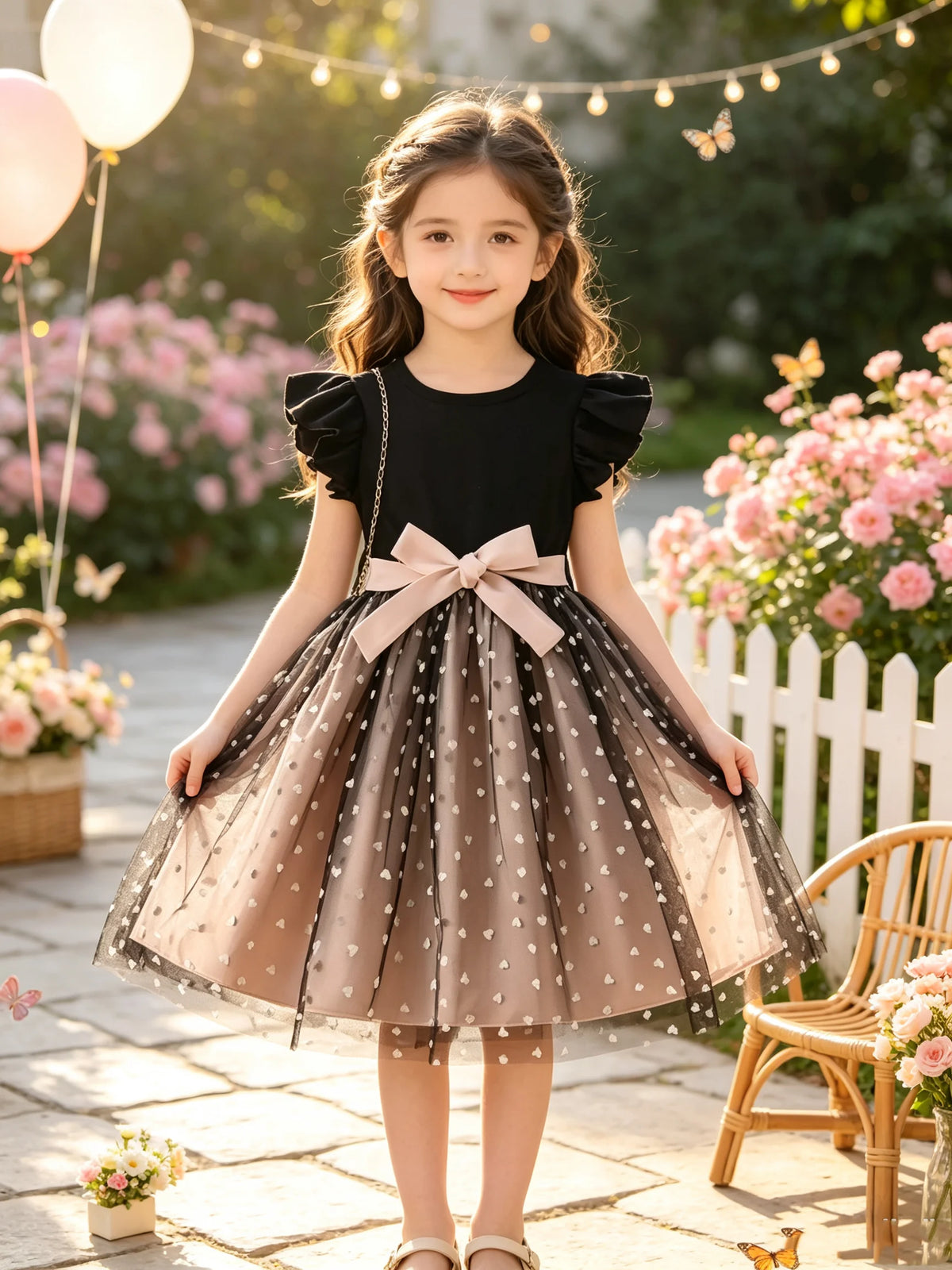 Vestido de menina Verona com corações e laço MotionCare
