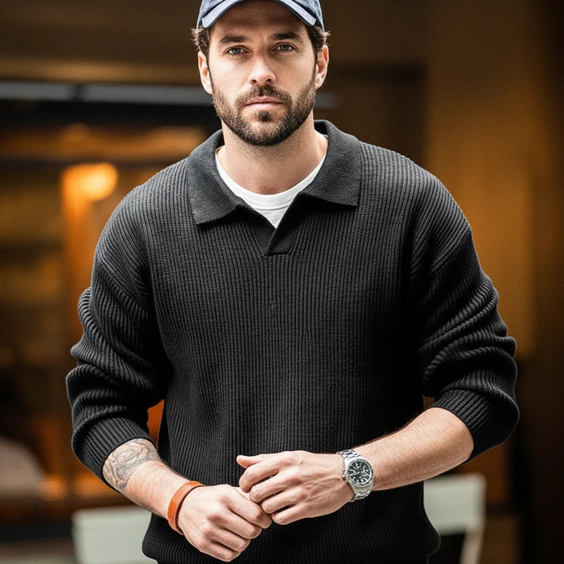 Camisola Polo Oporto de homem em malha canelada de algodão MotionCare — vista 2